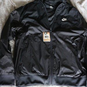 Nike Hooded Black Windbreaker Jacket Size XXL
